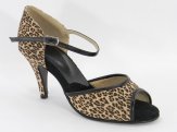 women's open-toe tango shoe and ballroom shoe leopard