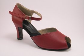 women's peep-toe tango shoe and ballroom shoe - cranberry