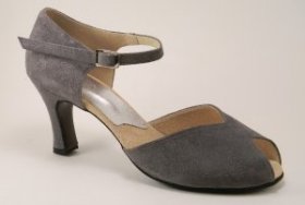 women's peep-toe tango shoe and ballroom shoe - grey suede