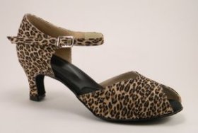 women's peep-toe tango shoe and ballroom shoe - leopard suede