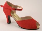 women's peep-toe tango shoe and ballroom shoe red suede