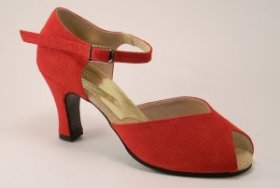 women's peep-toe tango and ballroom dance shoe - red suede