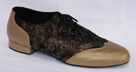 men's wingtip tango shoe and ballroom shoe, boot heel - leopard
