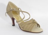 women's open-toe tango shoe and ballroom shoe tan profile
